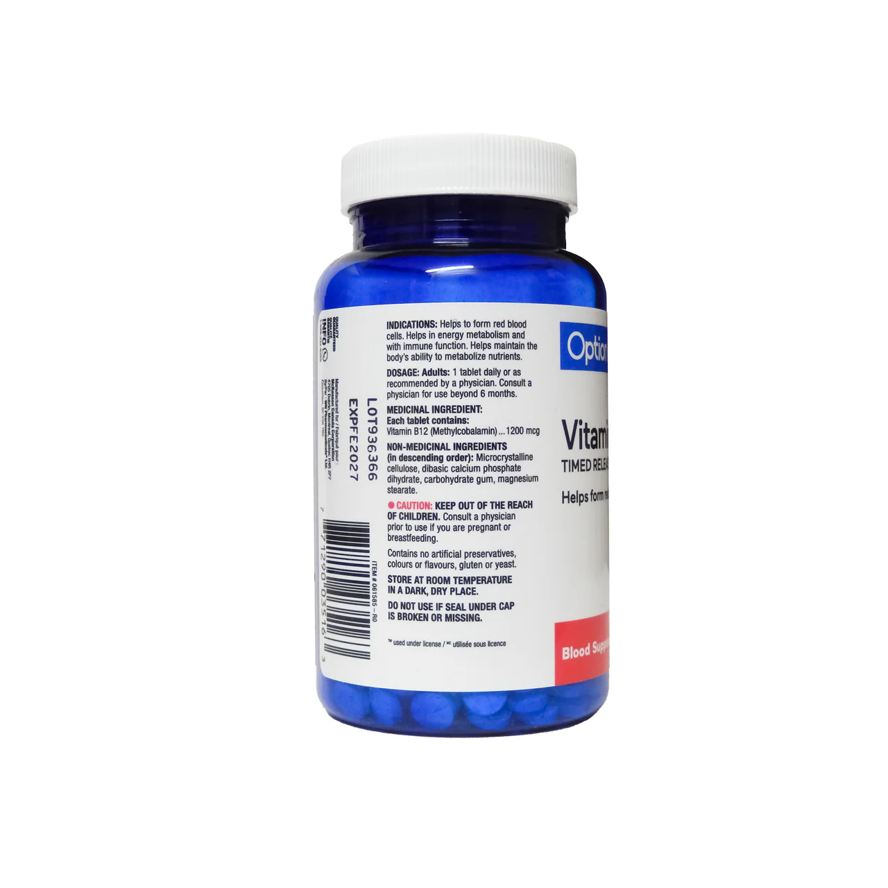 Option+ Vitamin B12 Timed Release 1200 mcg | 80 Tablets - Image 2