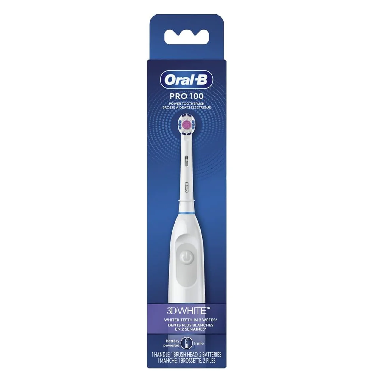 Oral-B - Pro 100 3D White Power Toothbrush | 1 Handle + 1 Brush Head