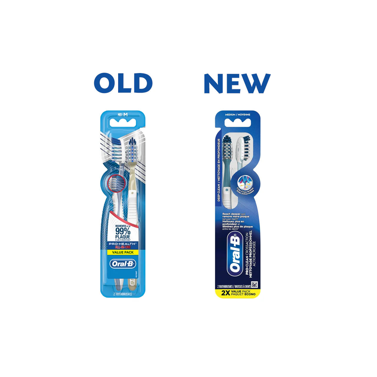Oral-B - Pro-Clean CrossAction Deep Clean Toothbrush 2X Value Pack | Medium - Image 2