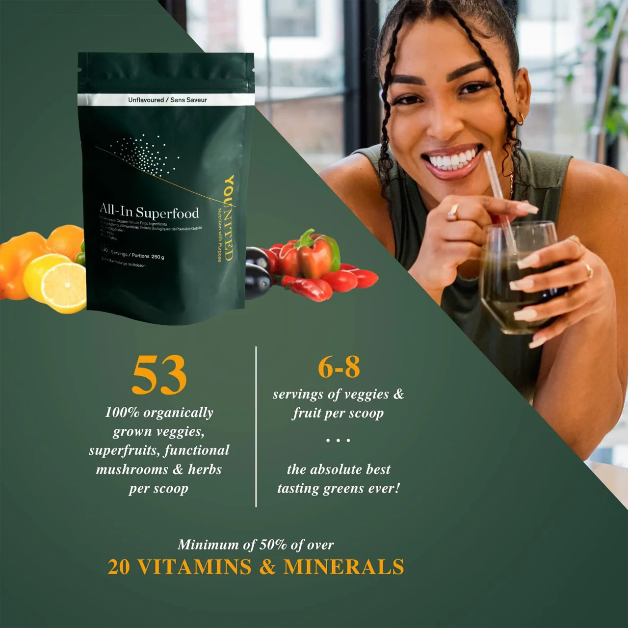 Younited - Organic All-In Superfood - Unflavoured | 30 Servings 250 g - Image 3