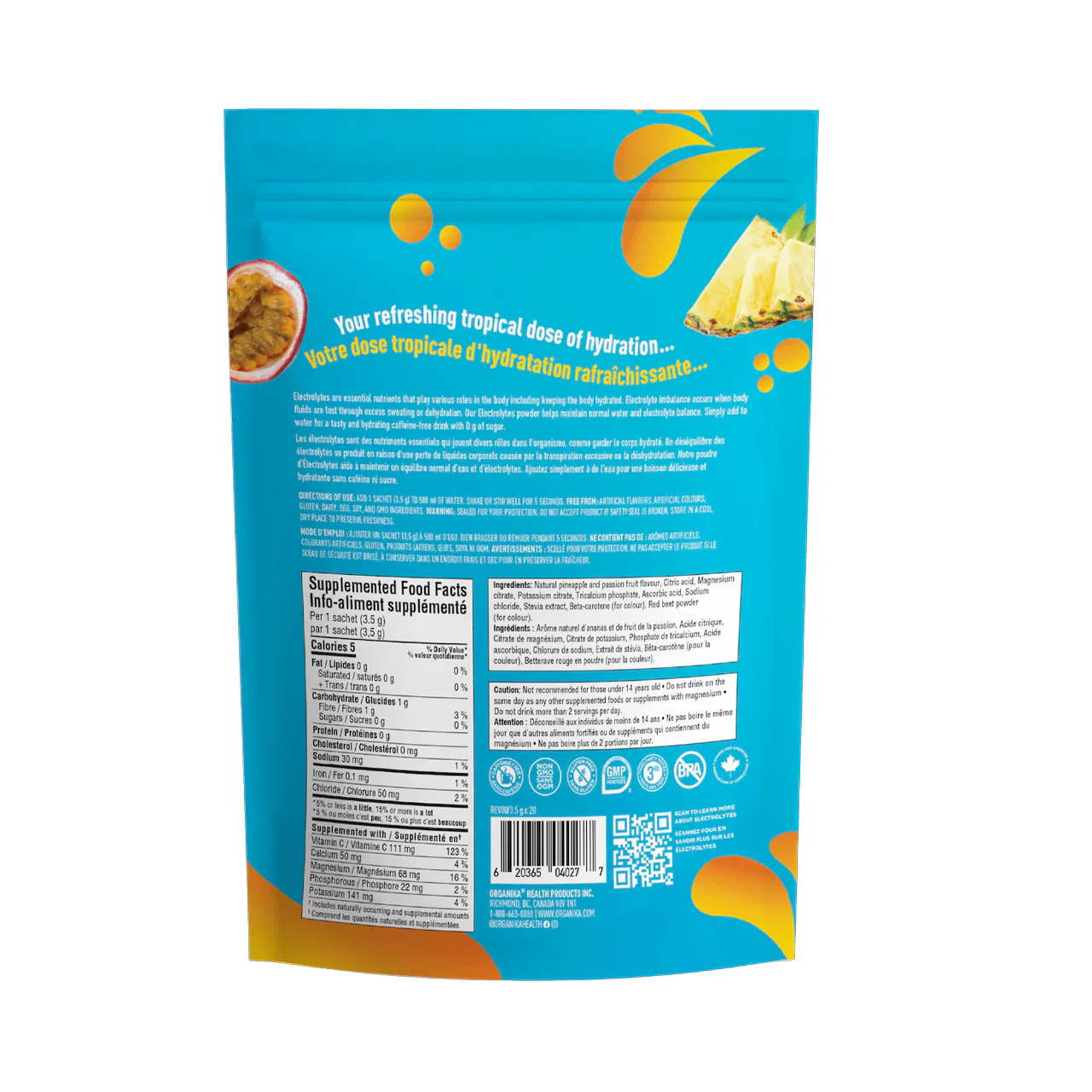 Organika - Electrolytes, Pineapple Passion | 20 Satchets x 3.5 g - Image 2