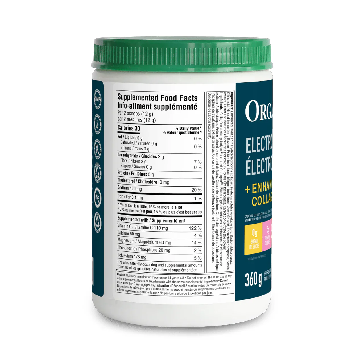 Organika - Electrolytes Collagen, Lemon Berry | 360 g - Image 2