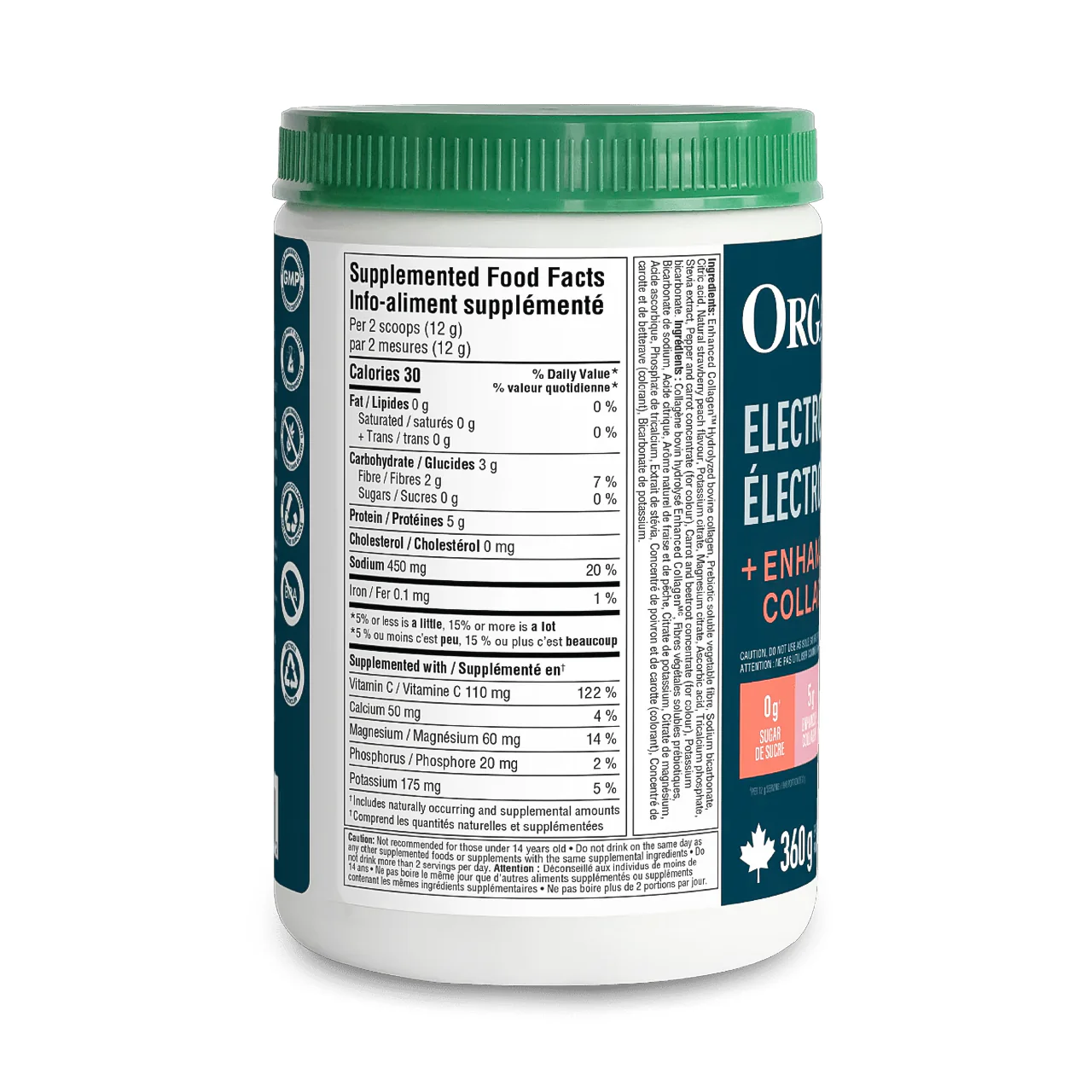 Organika - Electrolytes Collagen, Strawberry Peach | 360 g - Image 2