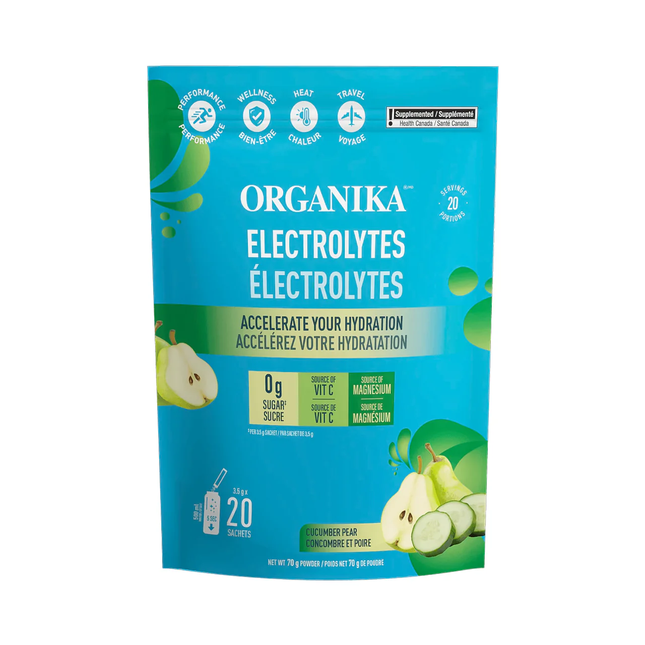 Organika - Electrolytes Cucumber Pear | 20 Satchets x 3.5 g