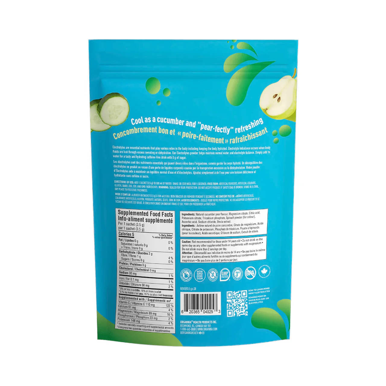 Organika - Electrolytes Cucumber Pear | 20 Satchets x 3.5 g - Image 2