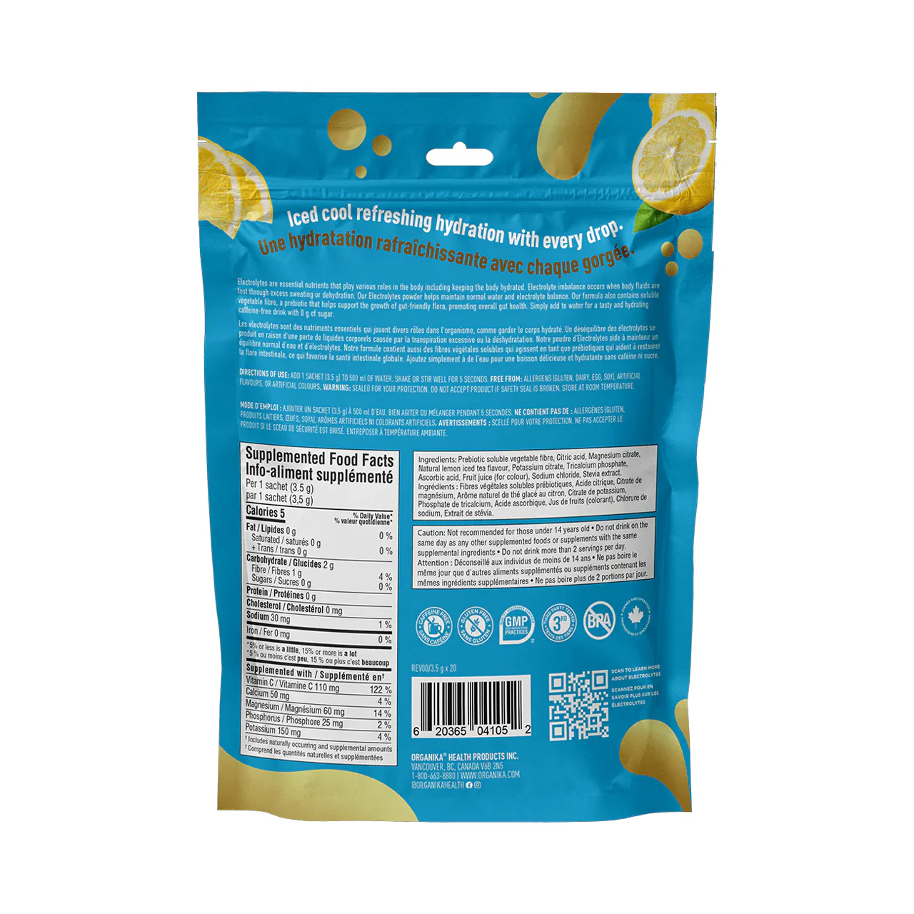 Organika - Electrolytes, Lemon Iced Tea | 20 Satchets x 3.5 g - Image 2