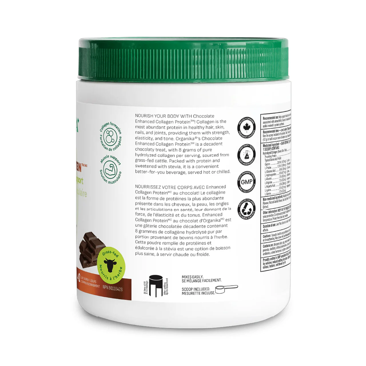 Organika - Enhanced Collagen Protein Powder, Chocolate | 504 g - Image 2