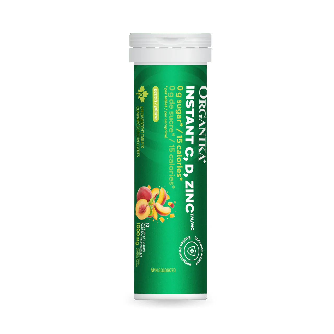Organika - Instant C, D, Zinc Immunity Peach | Box of 8