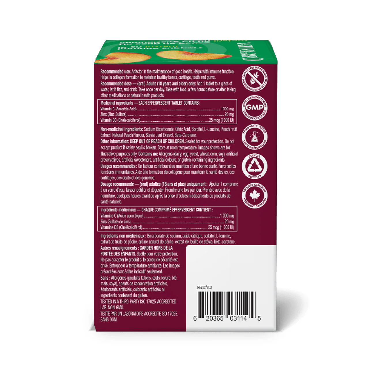 Organika - Instant C, D, Zinc Immunity Peach | Box of 8 - Image 3