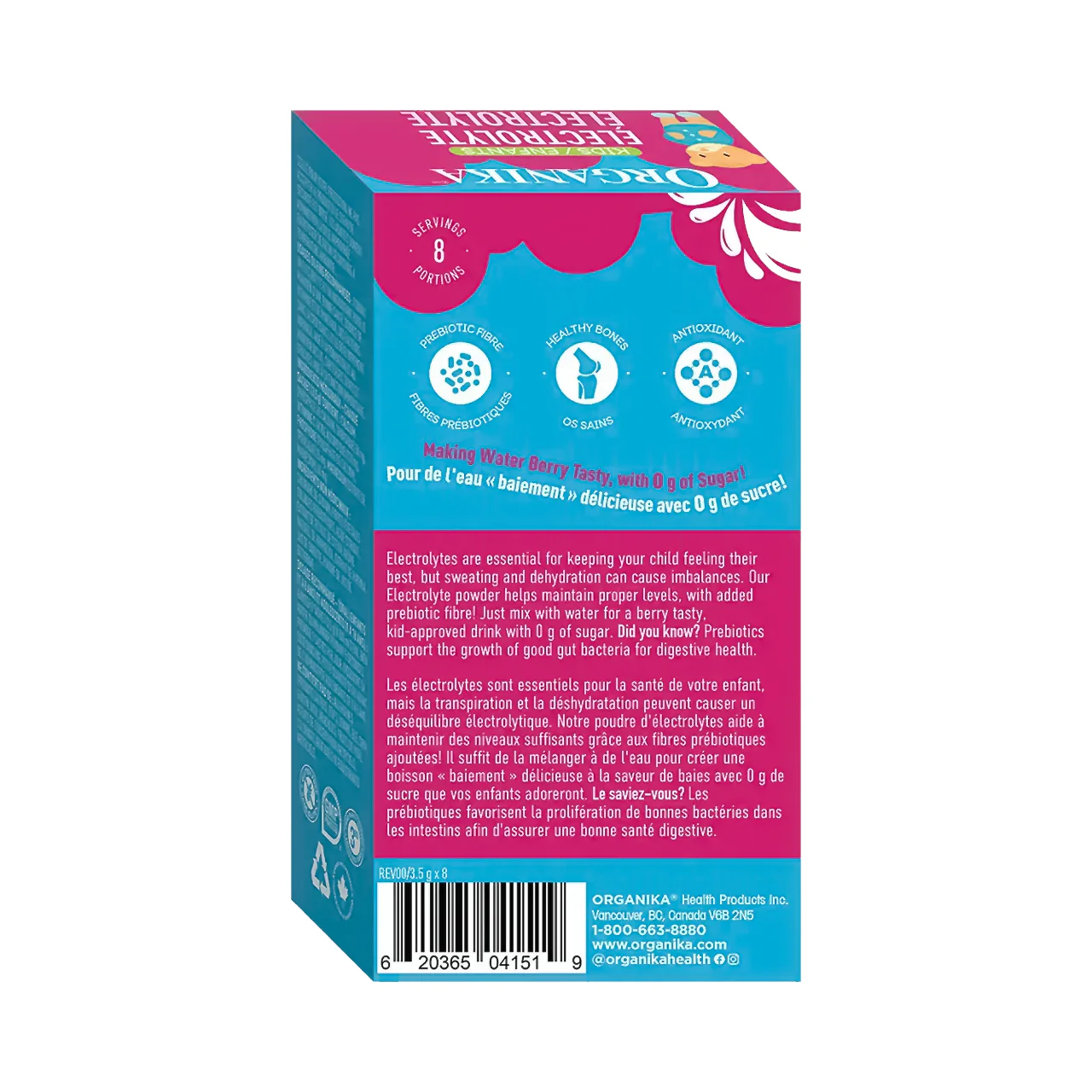 Organika - Kids Electrolyte Sticks, Raspberry Rush | 8 Satchets x 3.5g - Image 2