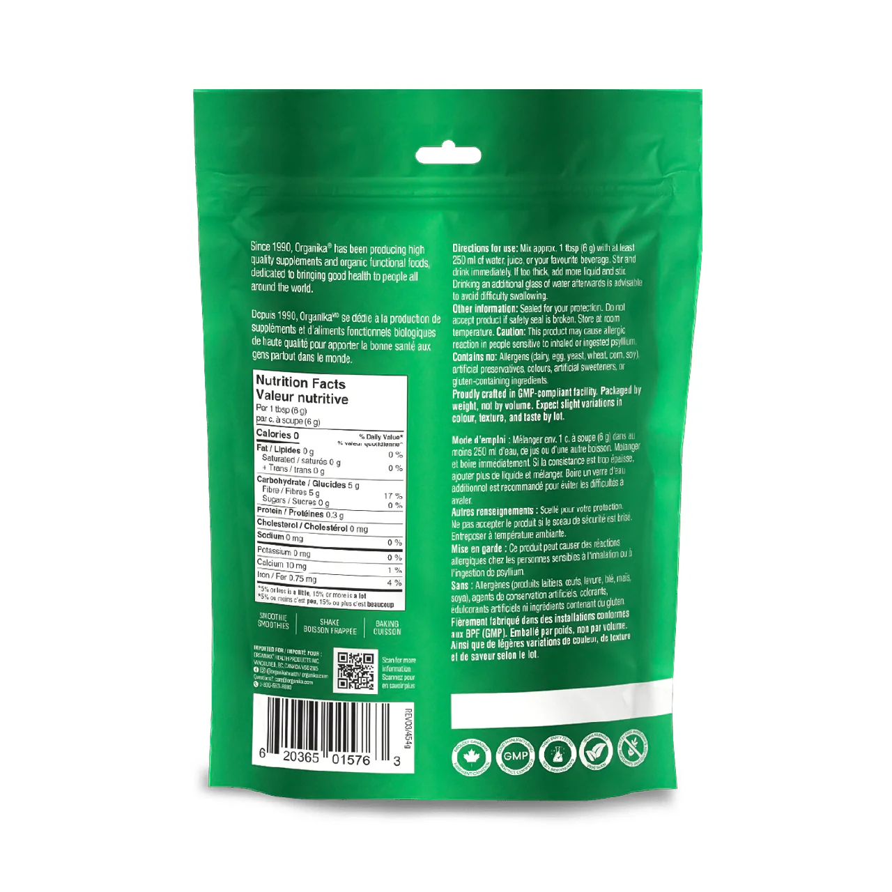 Organika - Whole Psyllium Seed Husk | 454 g - Image 2