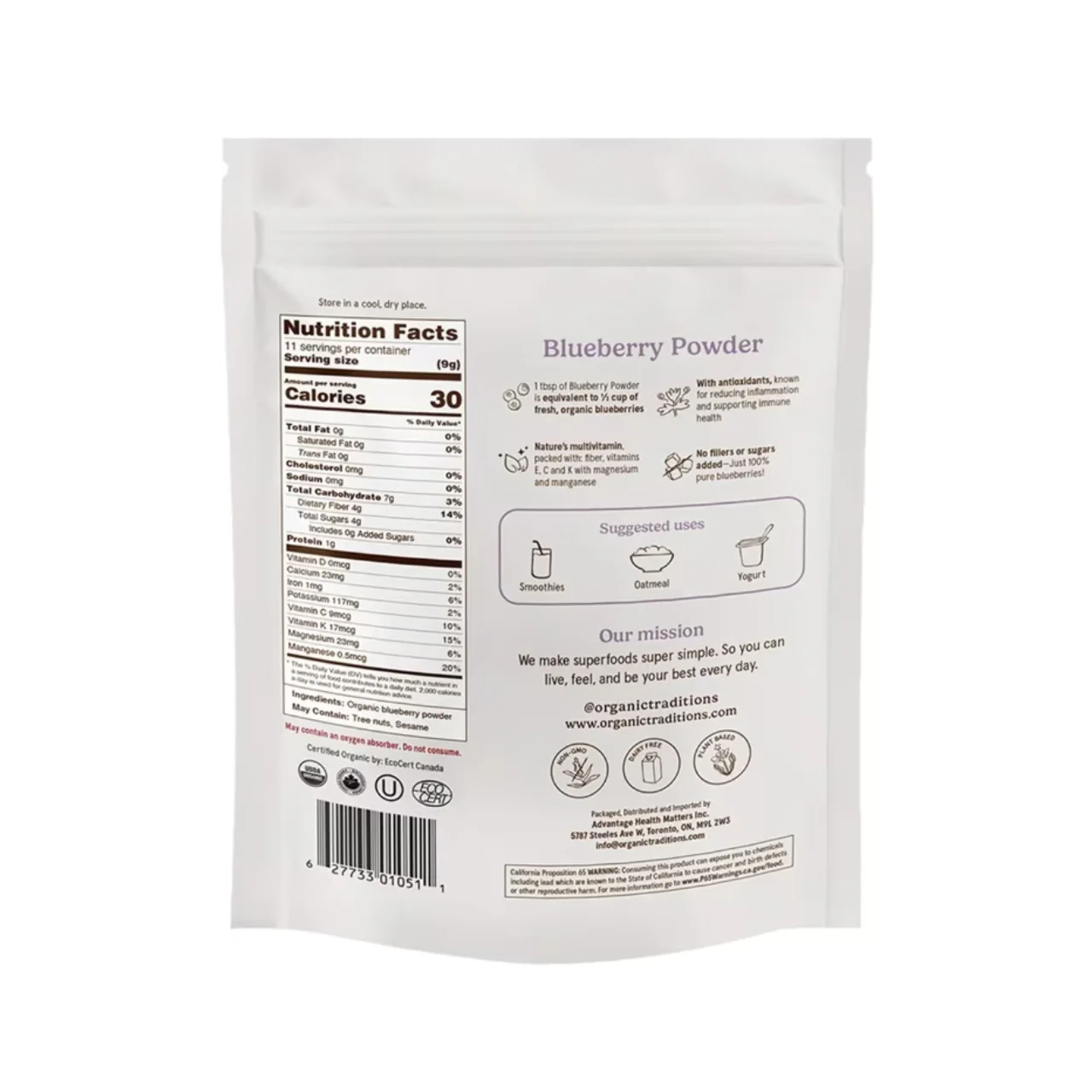 Organic Traditions - Blueberry Powder, Cold Dried | 100 g - Image 2