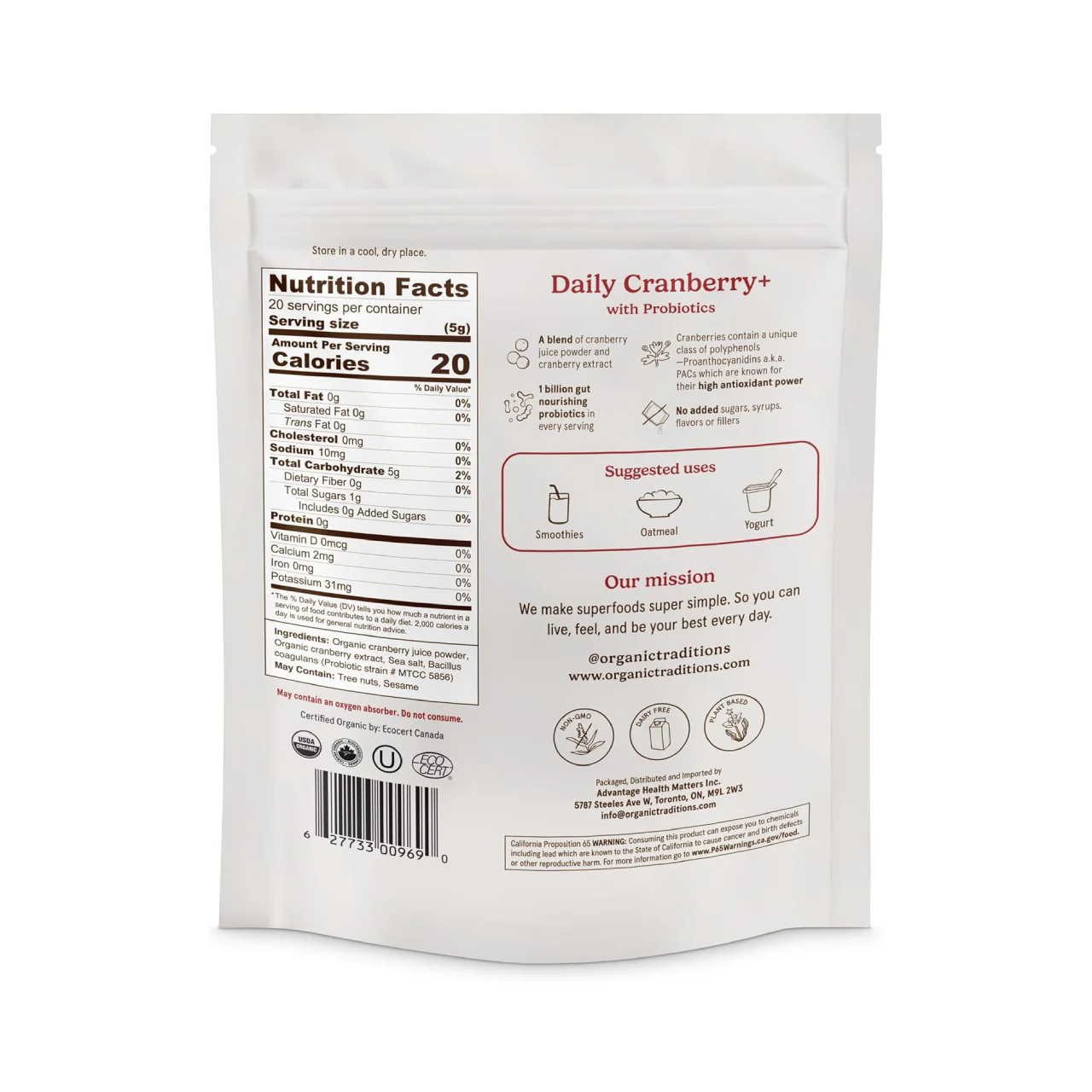 Organic Traditions - Daily Cranberry + | 100 g - Image 2