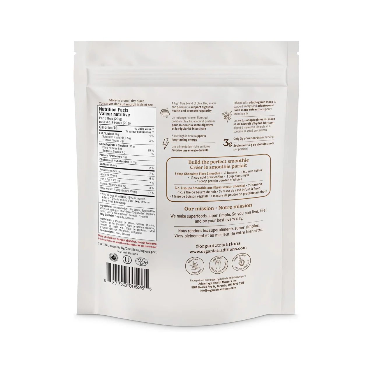 Organic Traditions - Fibre Fuel, Chocolate | 300 g - Image 2