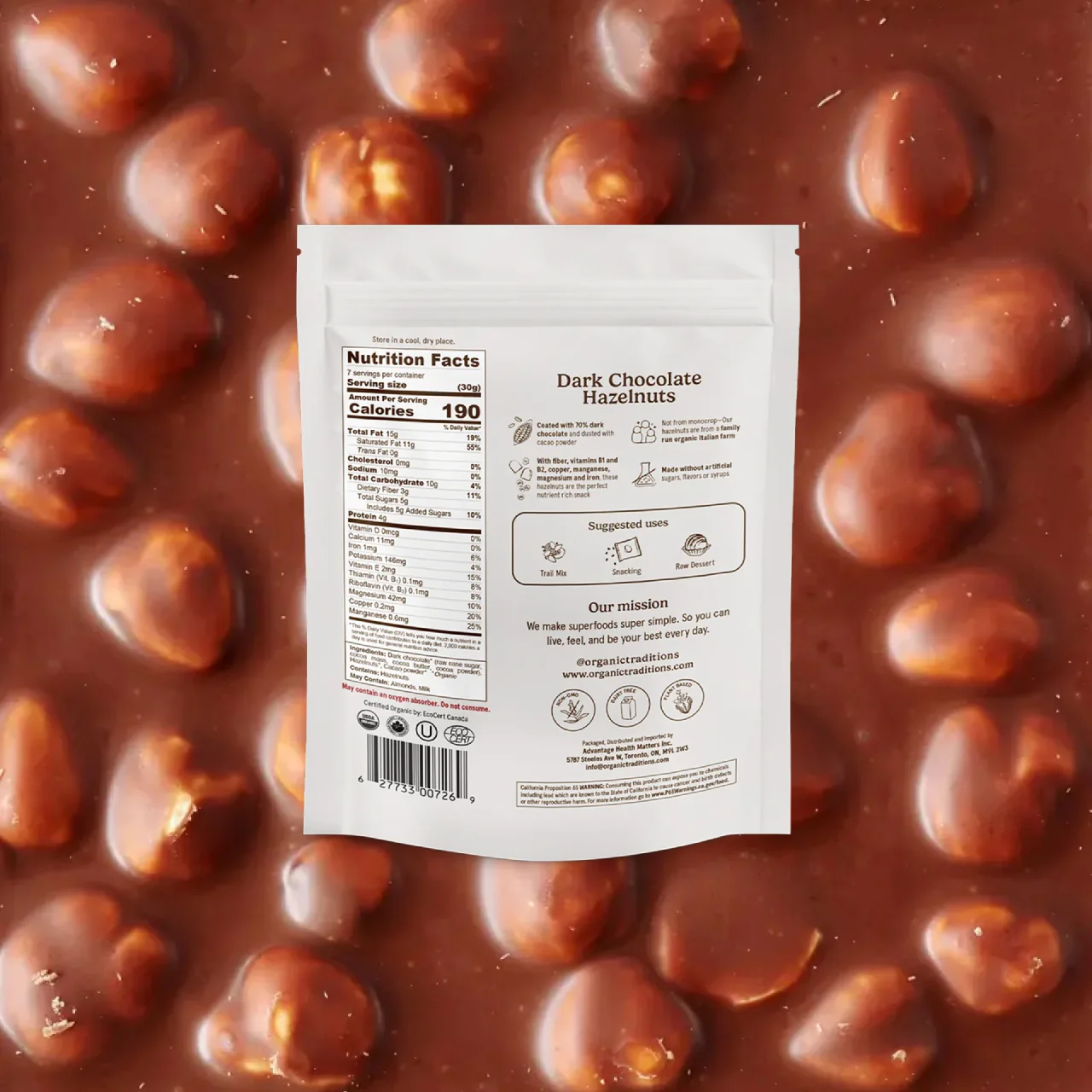 Organic Traditions - Hazelnuts, Dark Chocolate | 227 g - Image 2