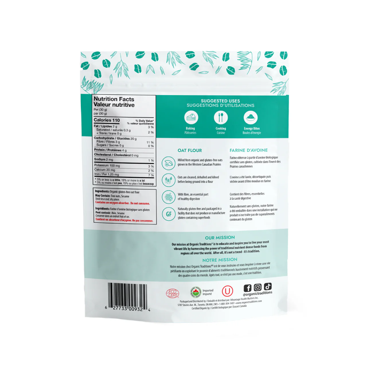 Organic Traditions - Oat Flour | 500 g - Image 2