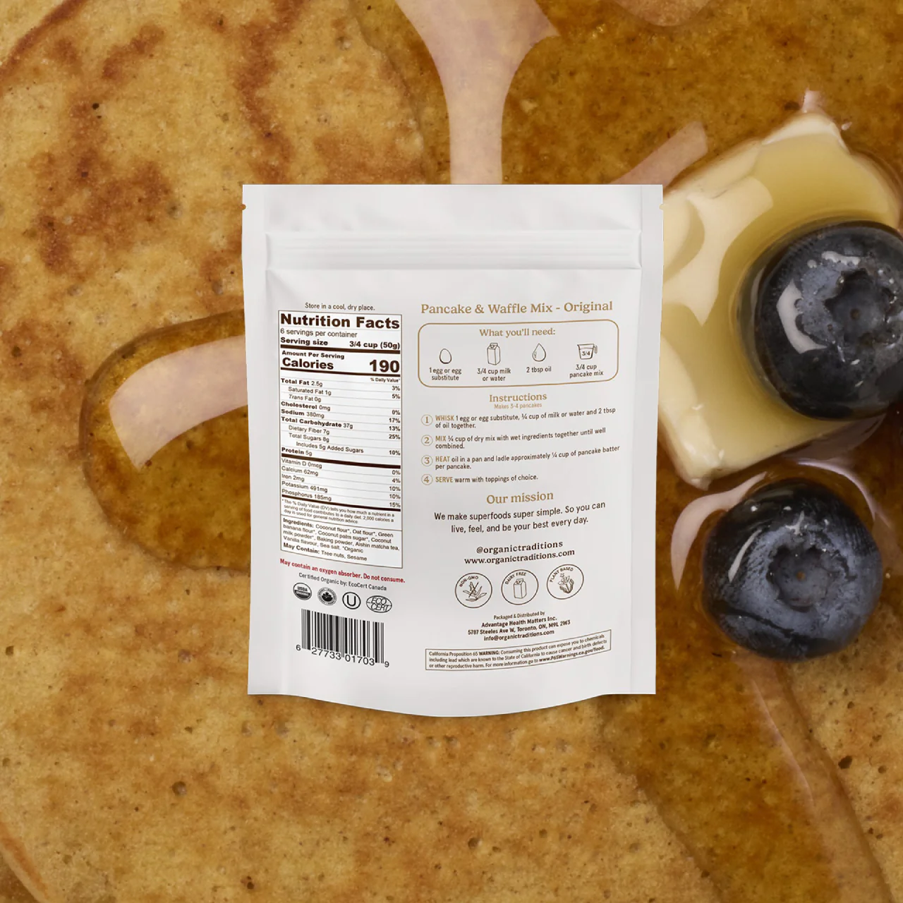 Organic Traditions - Pancake And Waffle Mix, Original | 300 g - Image 3