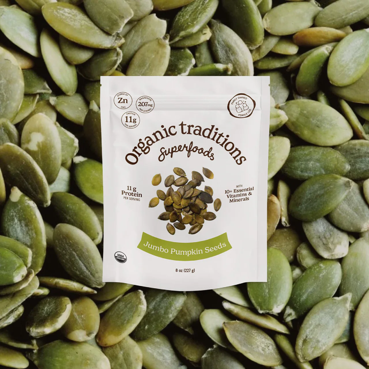 Organic Traditions - Pumpkin Seeds, Jumbo | 227 g - Image 2