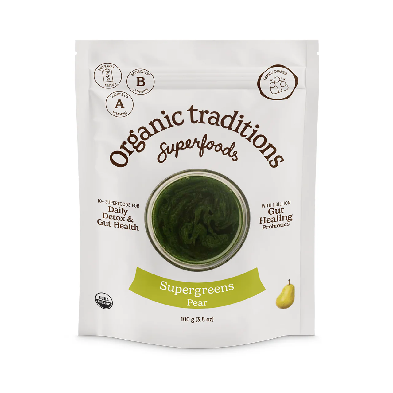Organic Traditions - Supergreens, Pear | 100 g