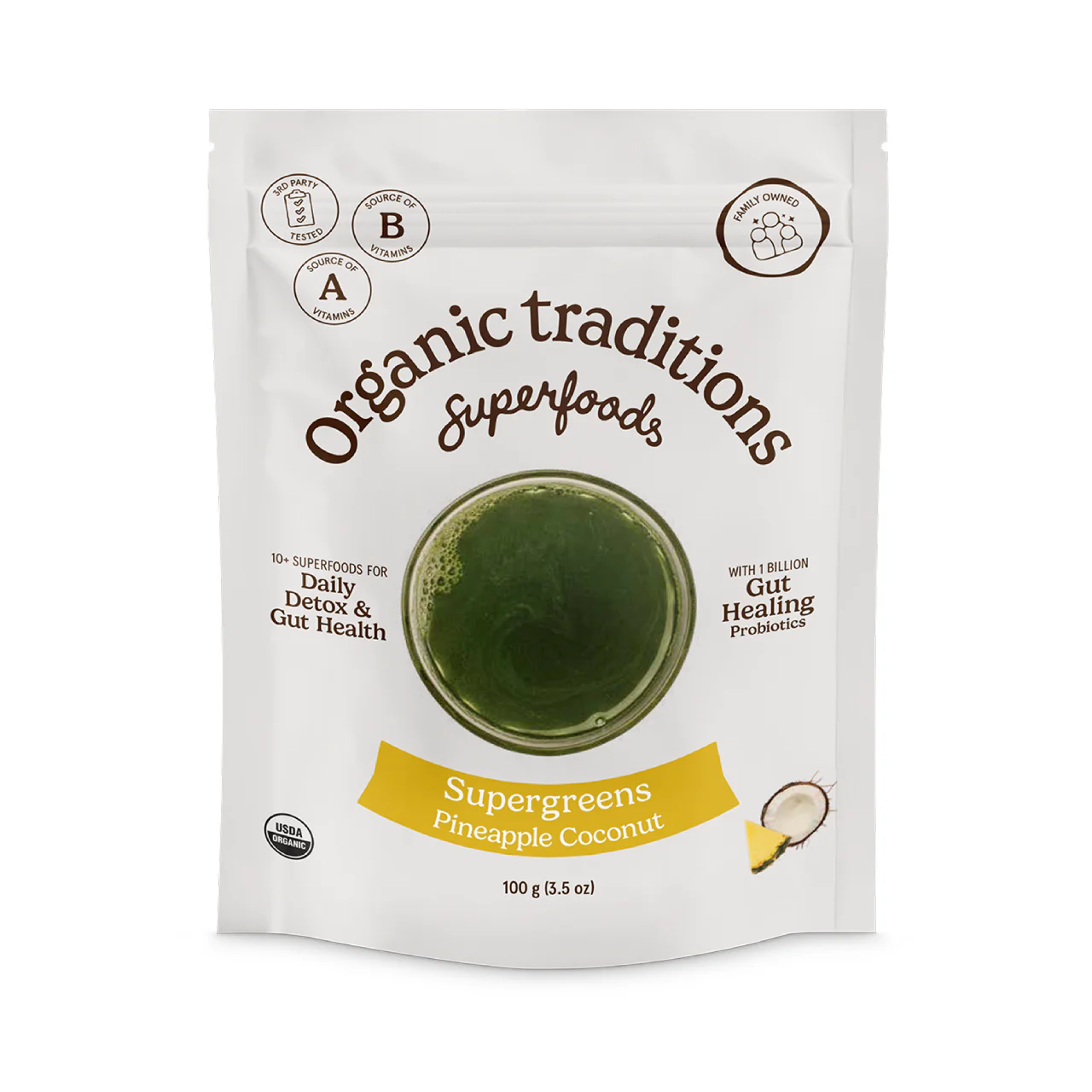 Organic Traditions - Supergreens, Pineapple Coconut | 100 g