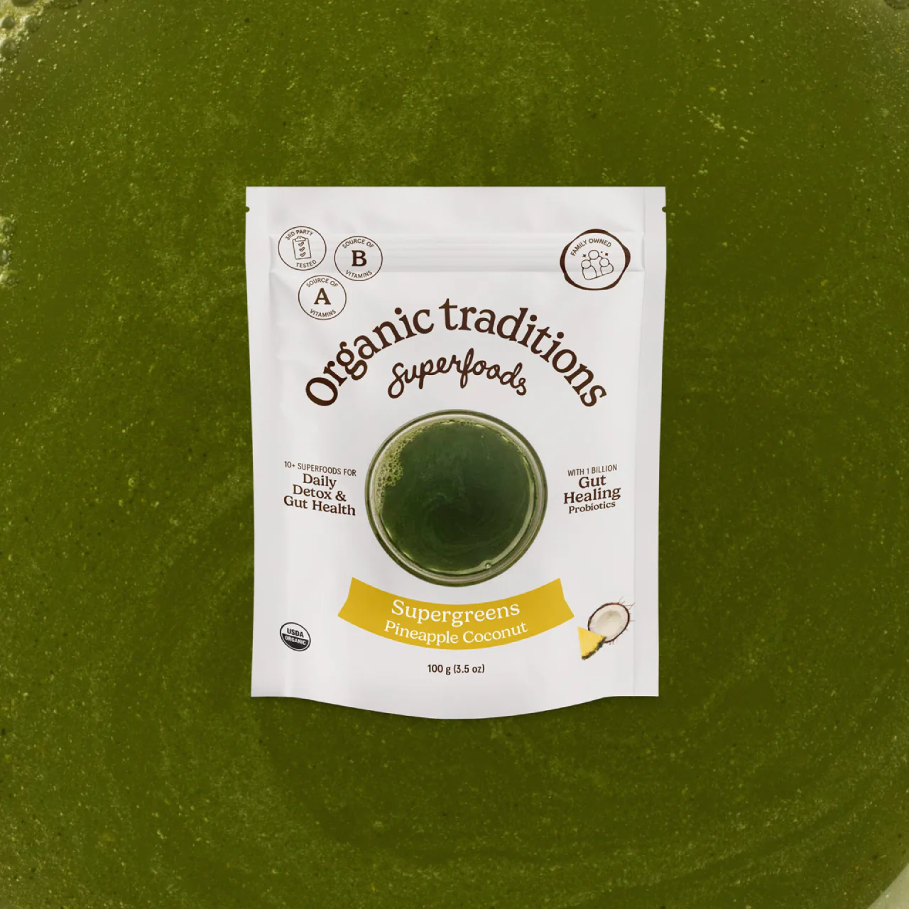 Organic Traditions - Supergreens, Pineapple Coconut | 100 g - Image 2