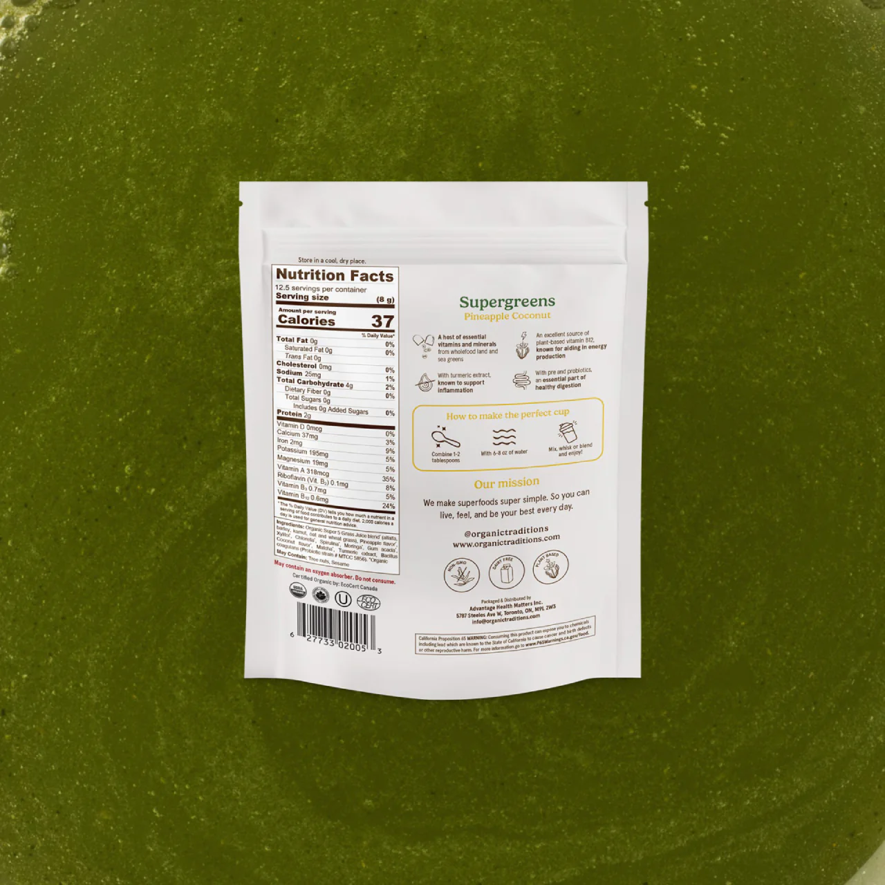 Organic Traditions - Supergreens, Pineapple Coconut | 100 g - Image 3