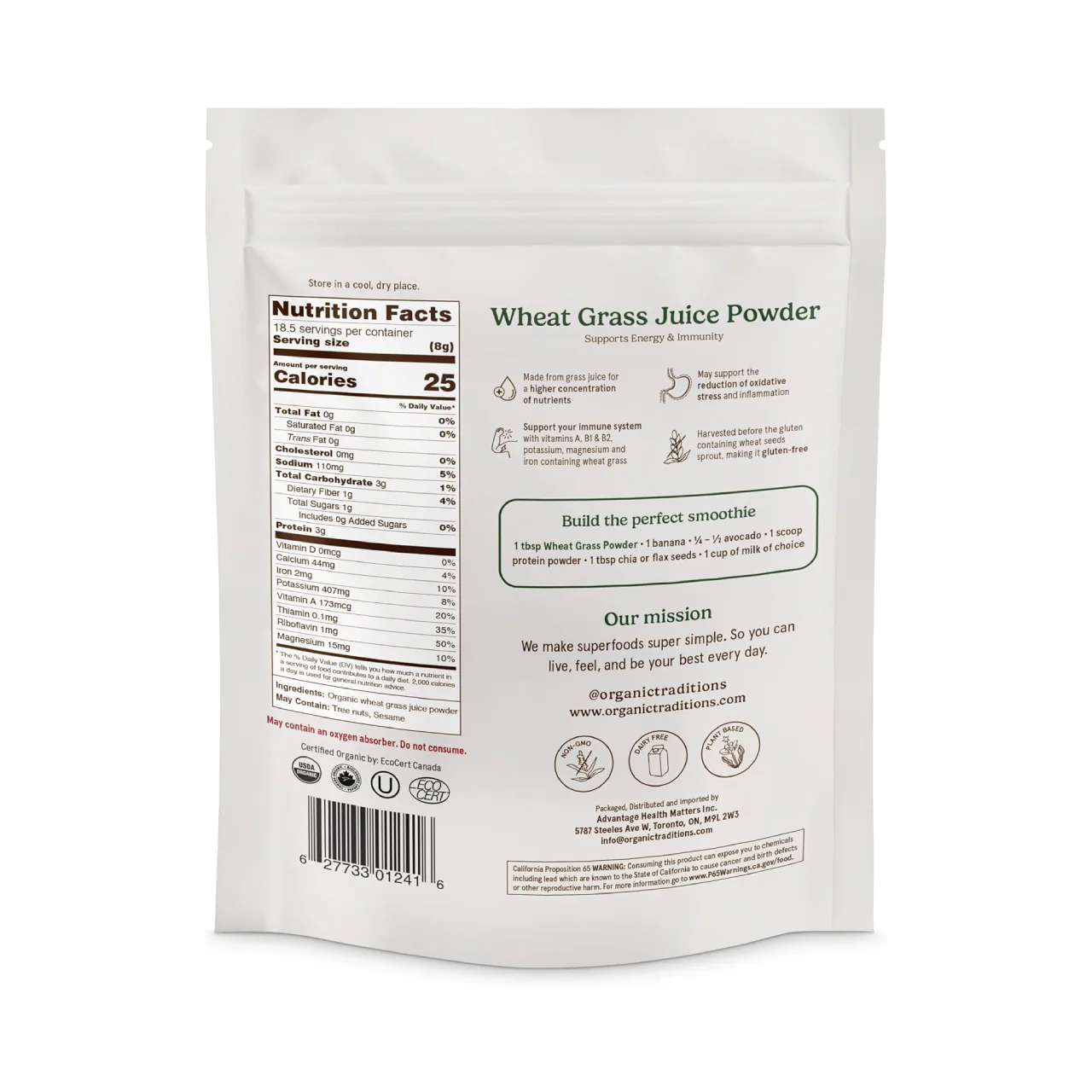 Organic Traditions - Wheat Grass Juice Powder | 150 g - Image 2