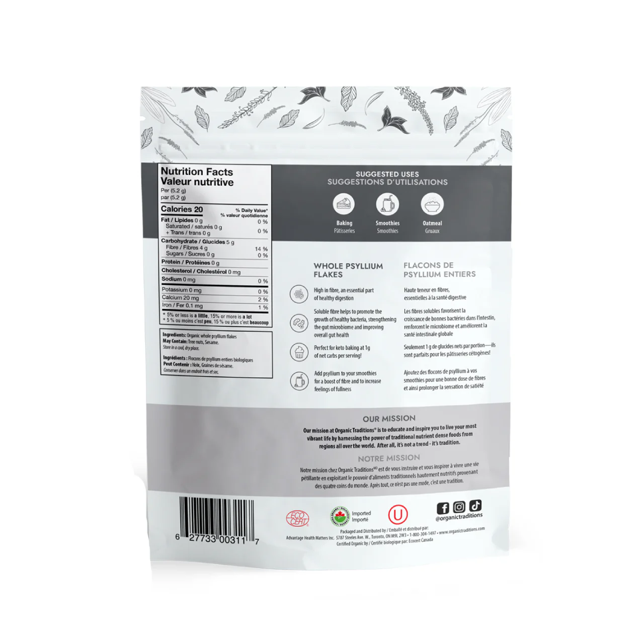Organic Traditions - Whole Psyllium Flakes | 340 g - Image 2