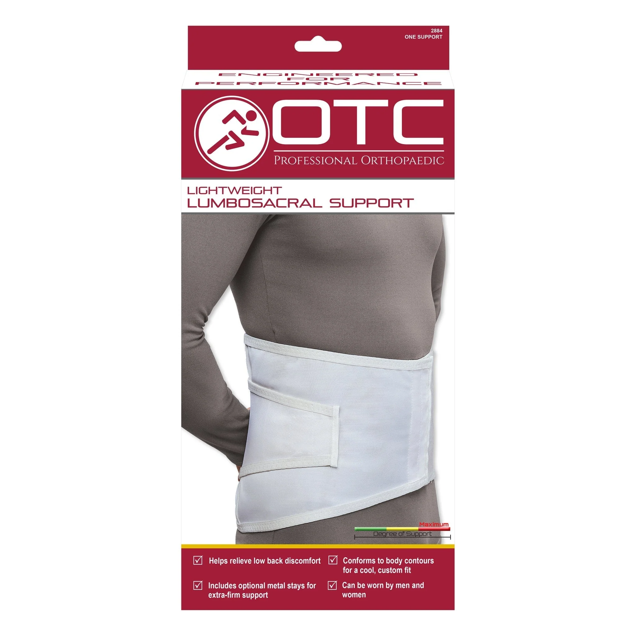 OTC - 11" Mens Elastic Mesh Lumbosacral Support White
