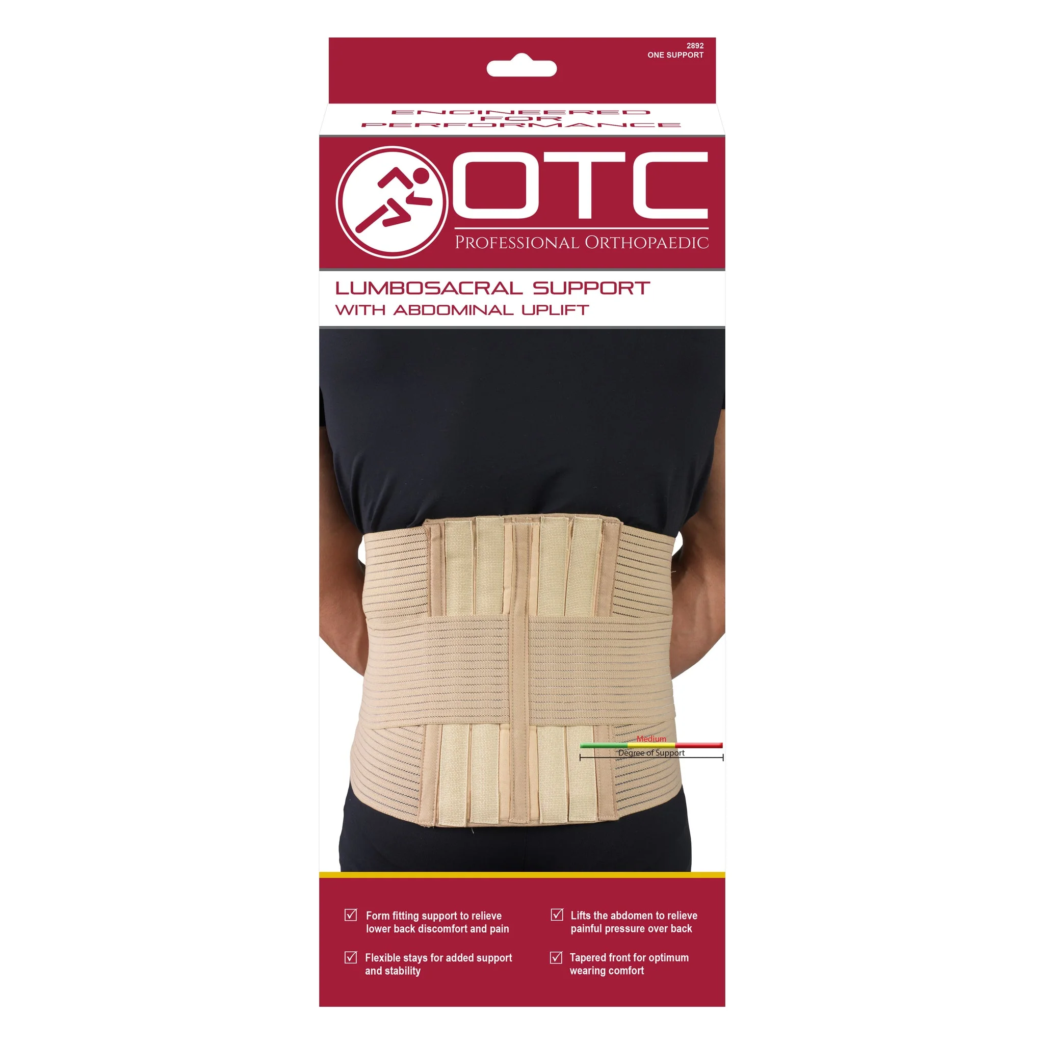 OTC - 12" Elastic Lumbosacral Light Weight Support/Abdominal Uplift - Image 2