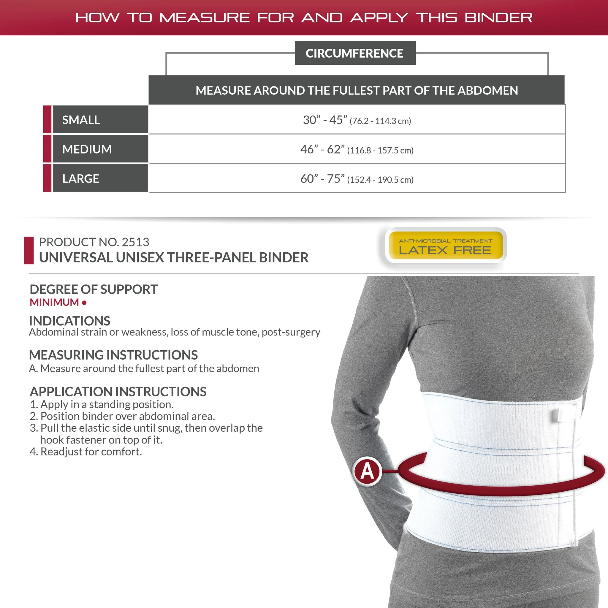 OTC - 3-Panel 9" Abdominal Binder White - Image 3