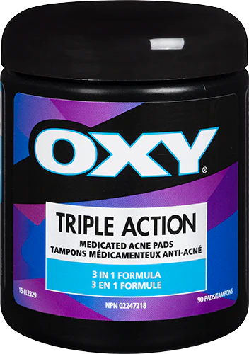 Oxy Triple Action Medicated Acne Pads - 3 in 1 Formula | 90 Pads