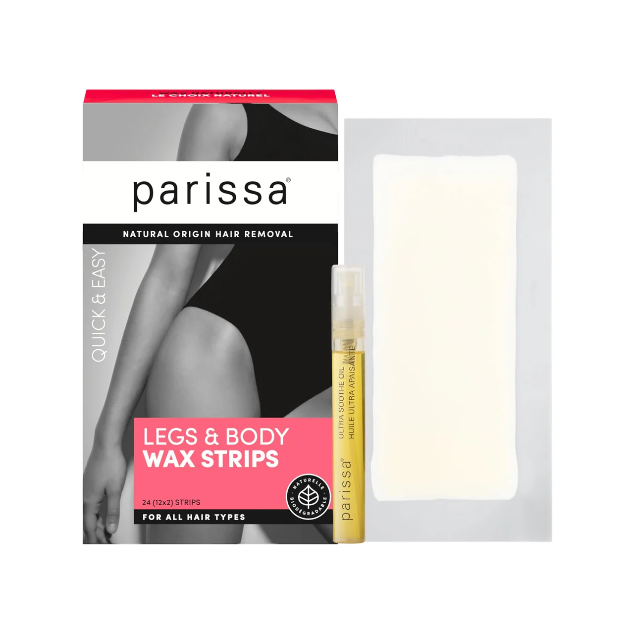 Parissa - All Natural Hair Removal - Legs & Body Wax Strips | 24 Strips