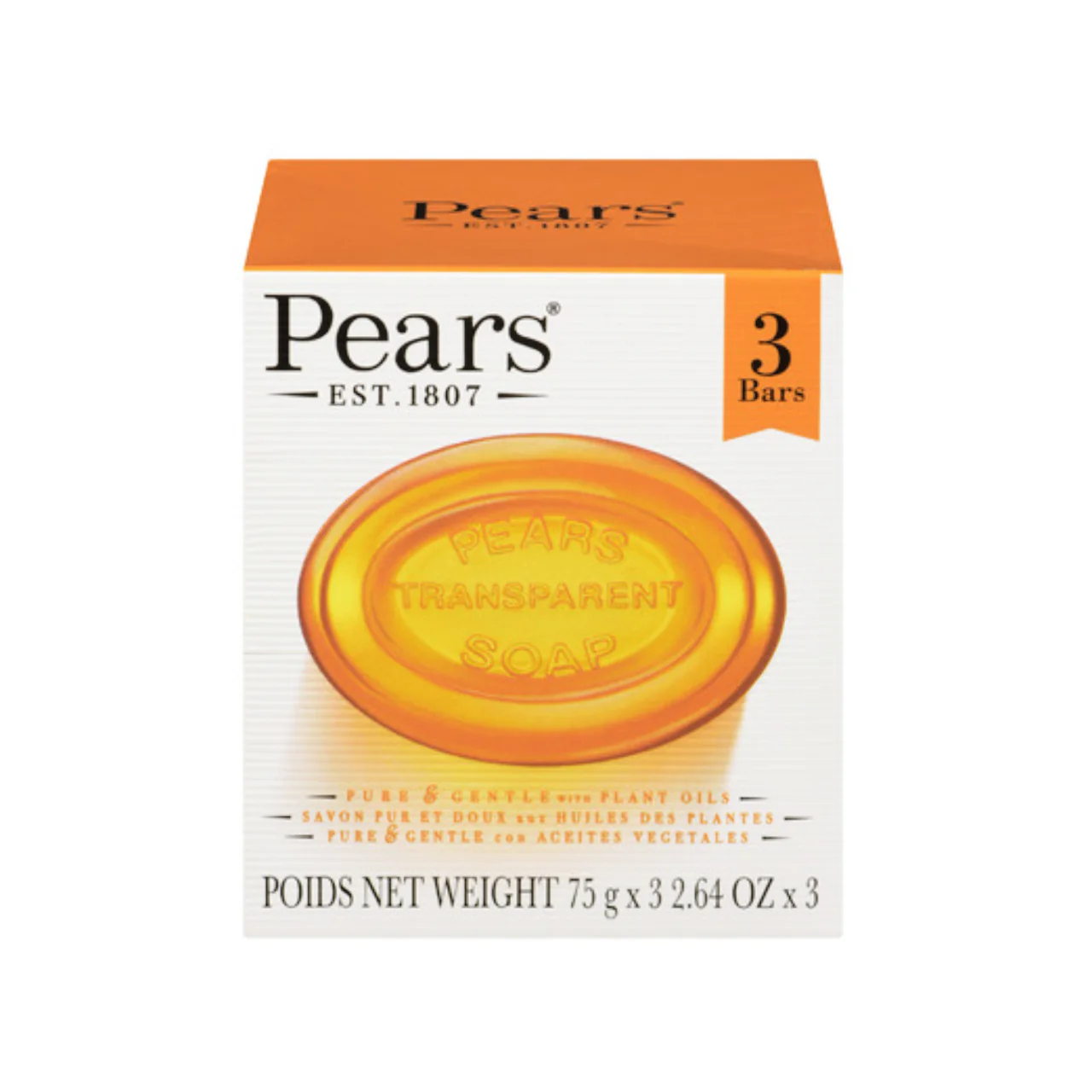 Pears - Transparent Pure & Gentle Soap Bar with Plant Oils | 3 Bars