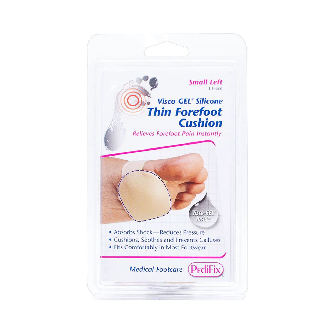 Pedifix - Visco-Gel Silicone Thin Forefoot Cushion | Small Left