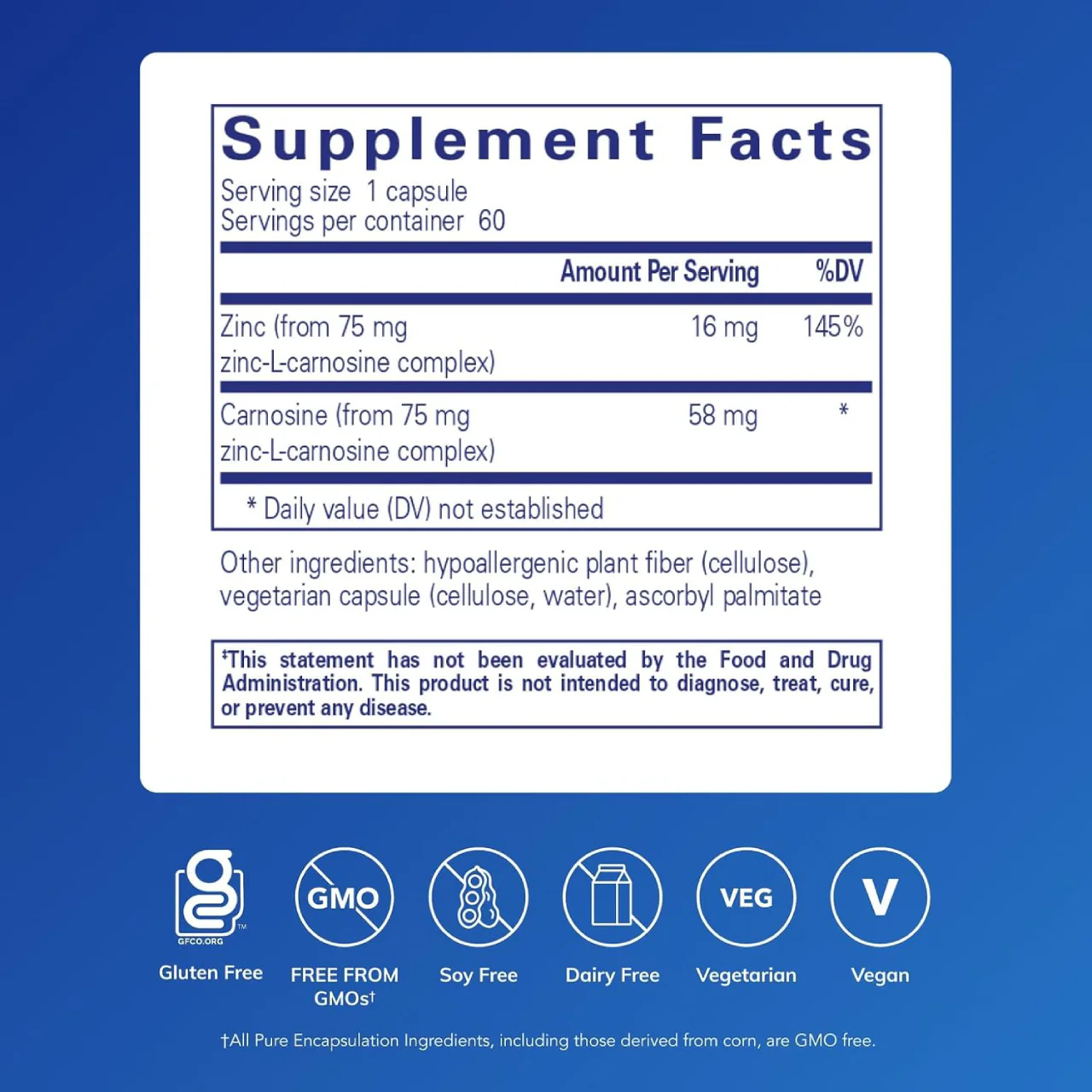 Pure Encapsulations - Peptic-Care (Zinc-L-Carnosine) | 60 CapsulesĀ - Image 2