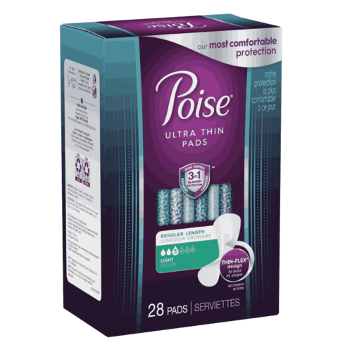 Poise - Ultra Thin Pads -  Light Absorbency (Level 3) - Regular Length | 28 Pads