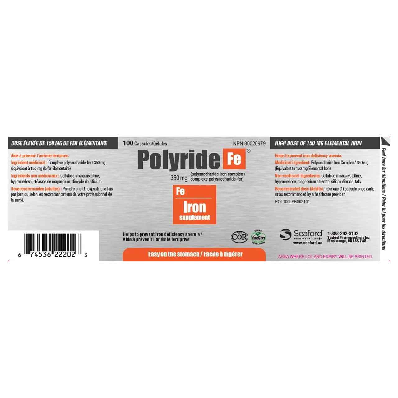 Polyride Fe - Iron Supplement | 100 Capsules - Image 2