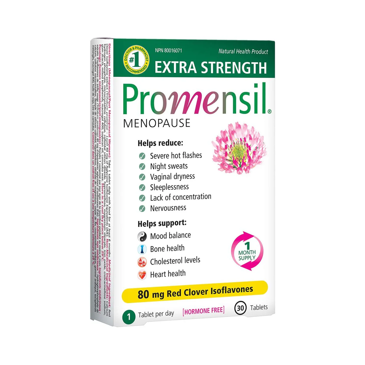 Promensil - Menopause 80mg Red Clover Isoflavones, Extra Strength | 30 Tablets