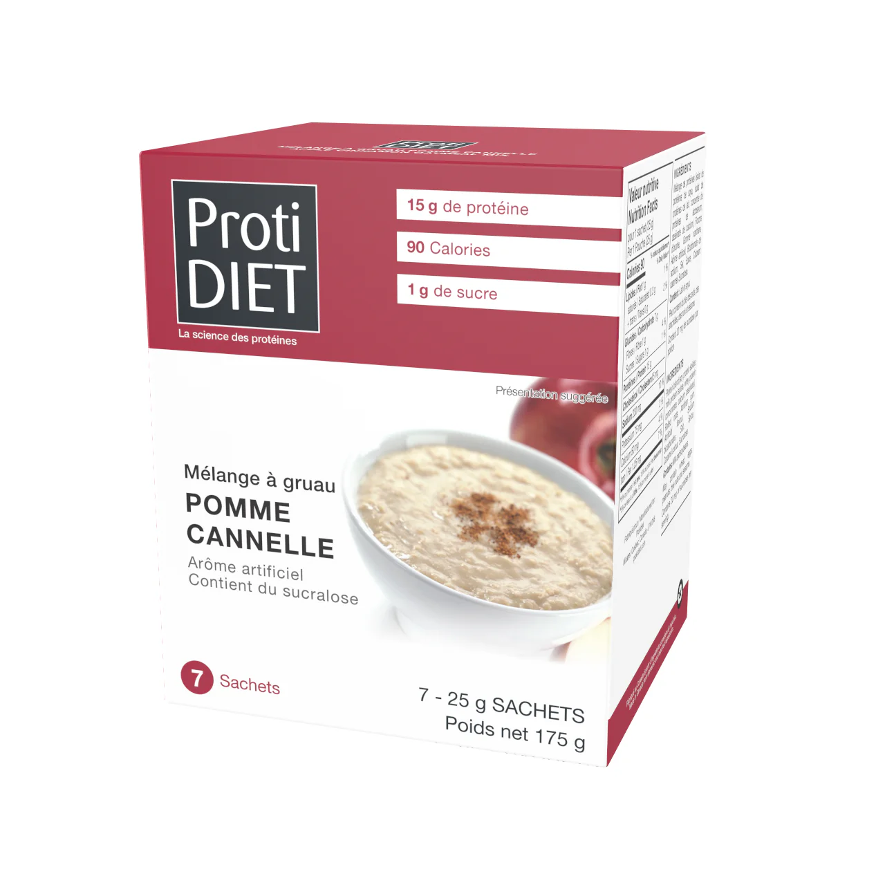 ProtiDiet - Apple Cinnamon Oatmeal Mix | 7 x 25 g - Image 2