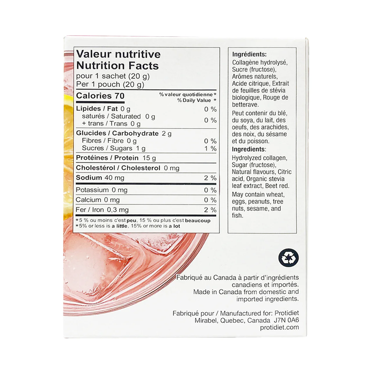 ProtiDiet - Pink Lemonade Flavoured Collagen Drink | 7 x 20g Pouches - Image 2