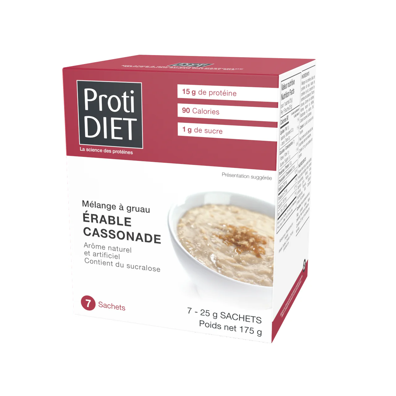 ProtiDiet - Maple Brown Sugar High Protein Oatmeal Mix | 7 x 25 g - Image 2
