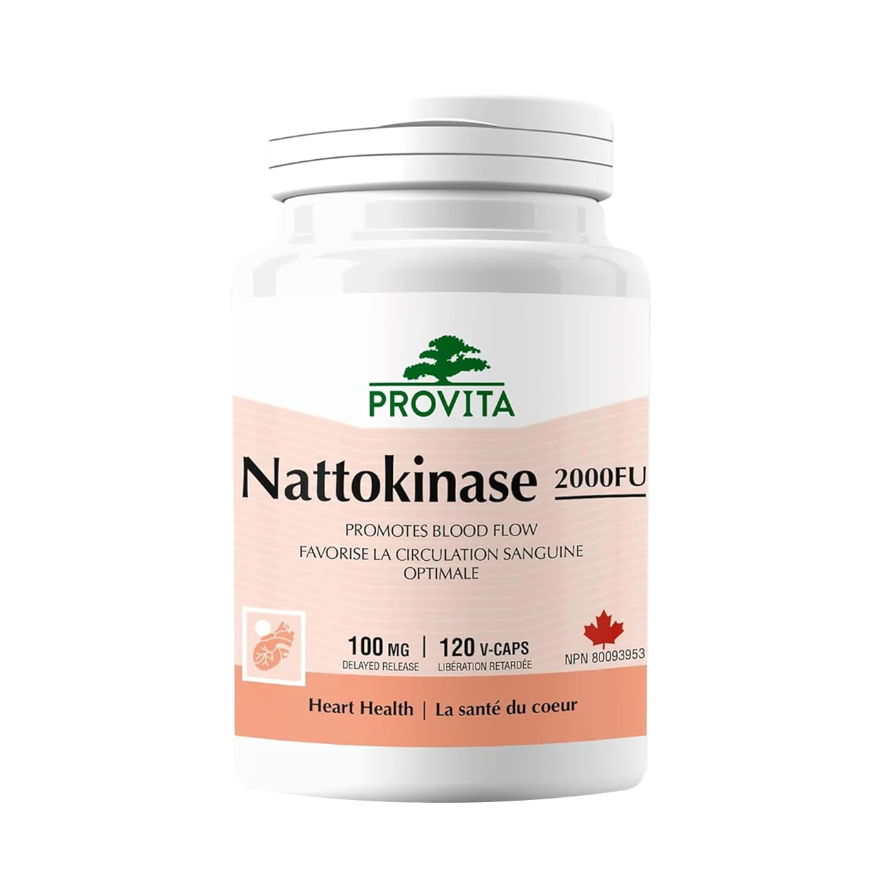 Provita - Nattokinase 2000 FU 100 mg Antithrombotic, Supports Cardiovascular Health | 120 Capsules