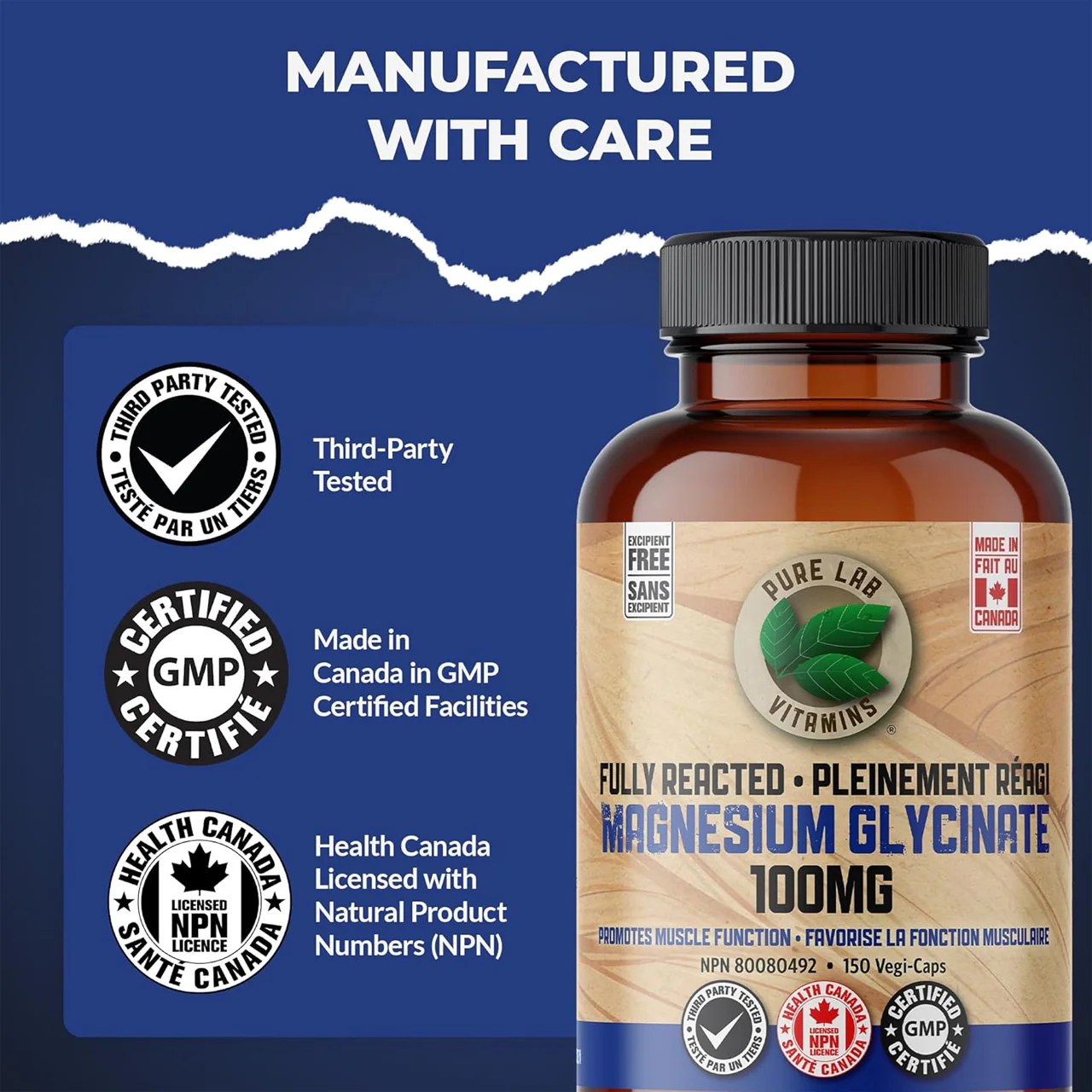 Pure Lab - Magnesium Fully Reacted 100 mg | 150 Capsules - Image 2