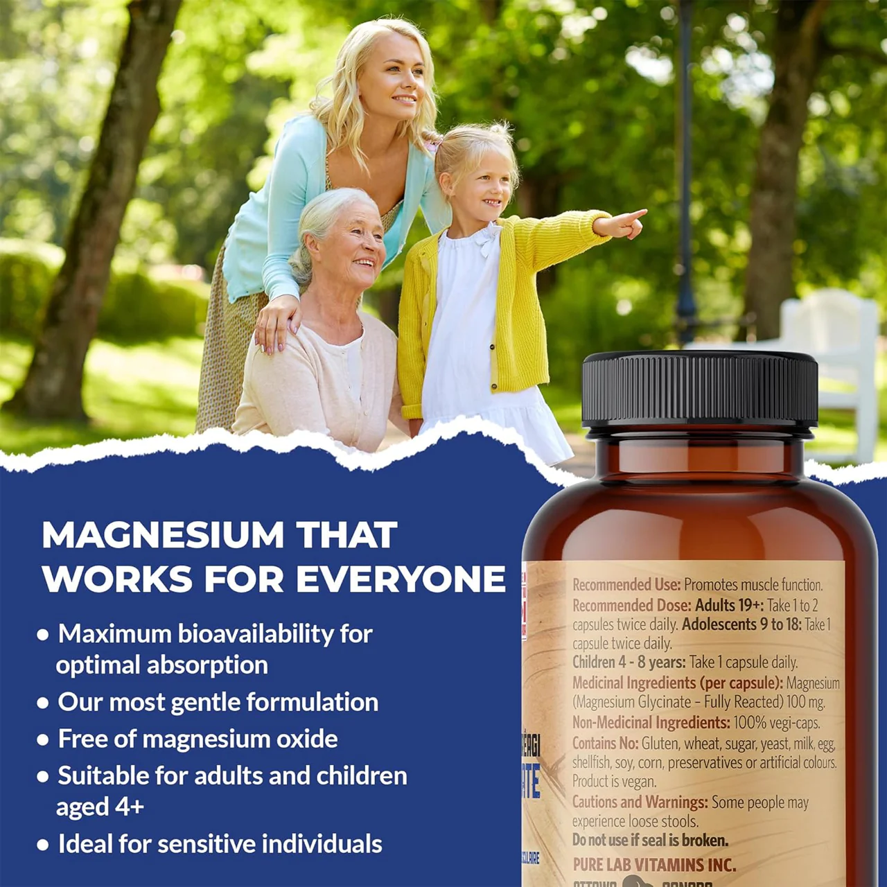 Pure Lab - Magnesium Fully Reacted 100 mg | 150 Capsules - Image 3