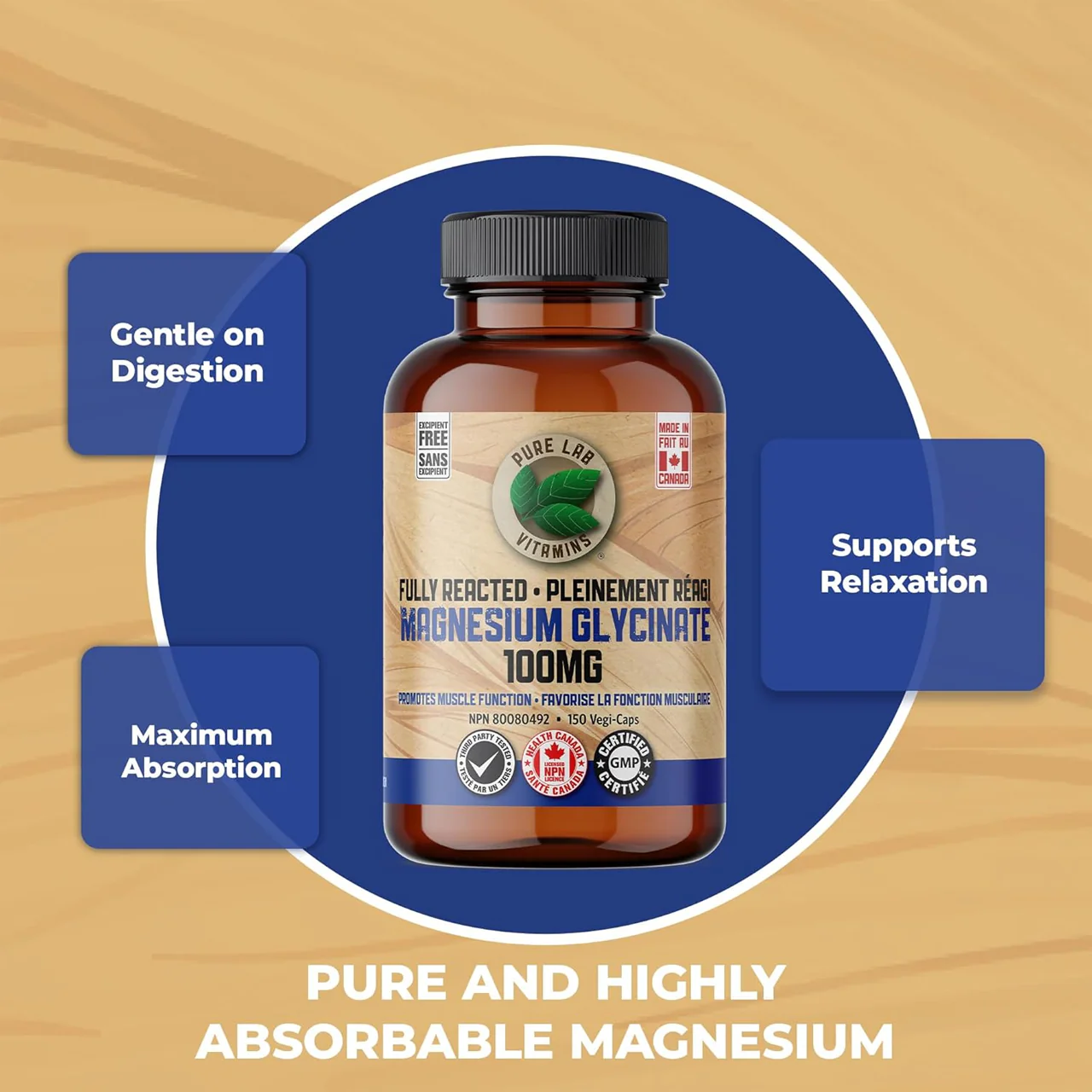 Pure Lab - Magnesium Fully Reacted 100 mg | 150 Capsules - Image 4
