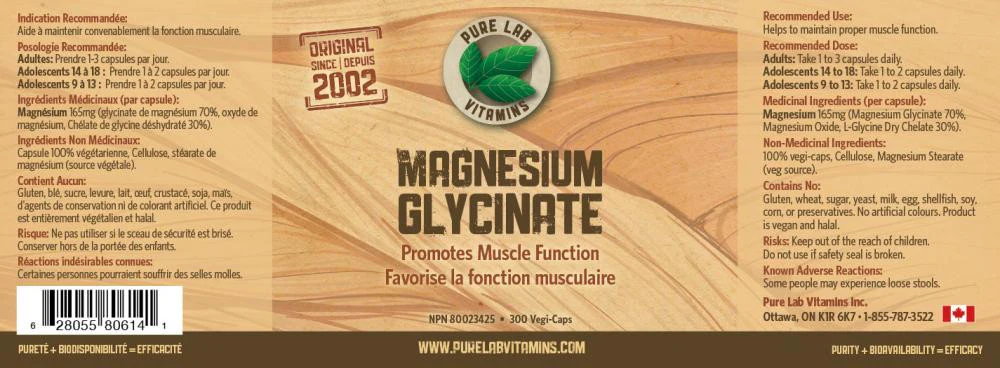 Pure Lab - Magnesium Glycinate 165MG | 120 Vegi-Caps* - Image 2