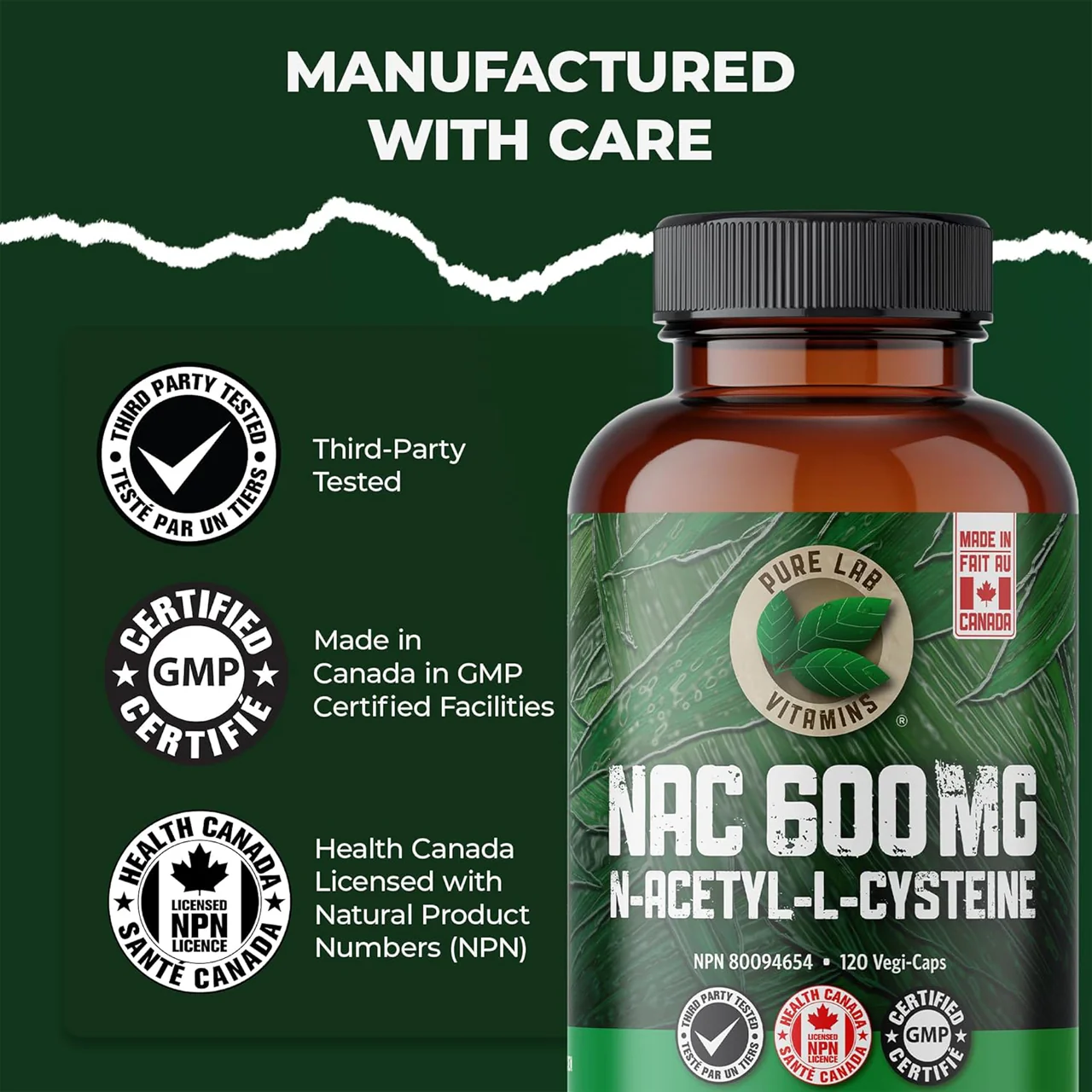 Pure Lab – NAC (N-Acetyl-L-Cysteine) 600 mg | 120 Capsules - Image 2
