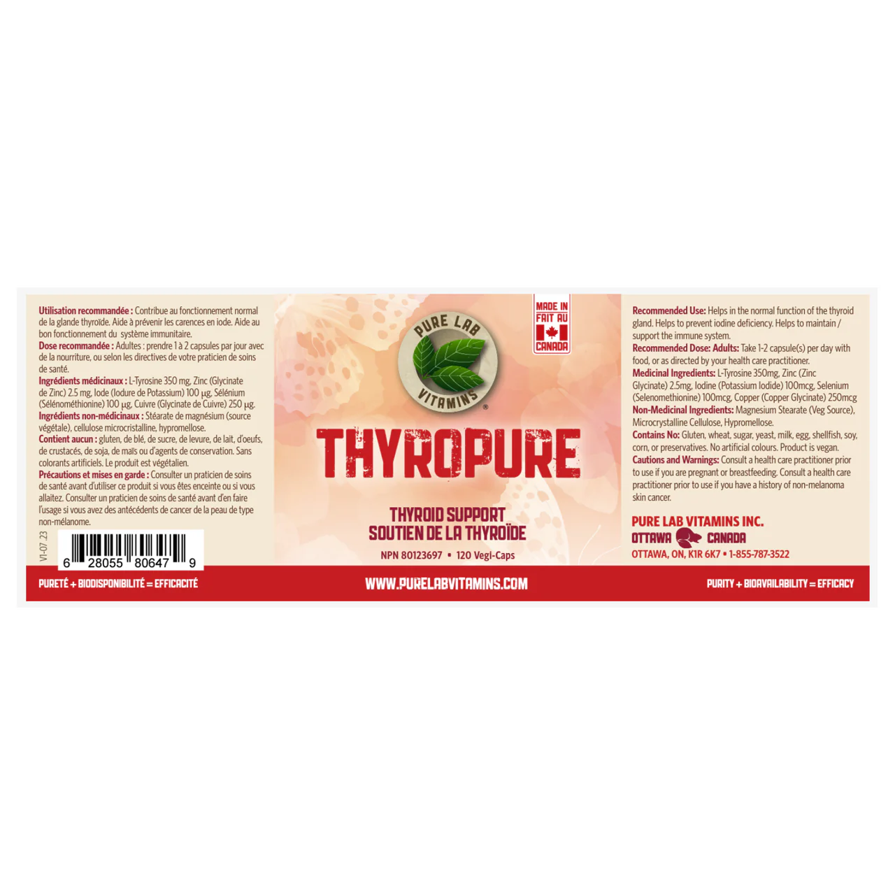 Pure Lab - Thyropure Thyroid Support | 120 Vegi Caps - Image 2