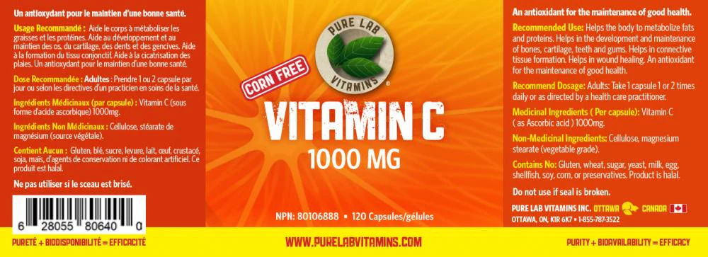 Pure Lab - VIT C 1000mg | 120 Vegi Caps* - Image 2